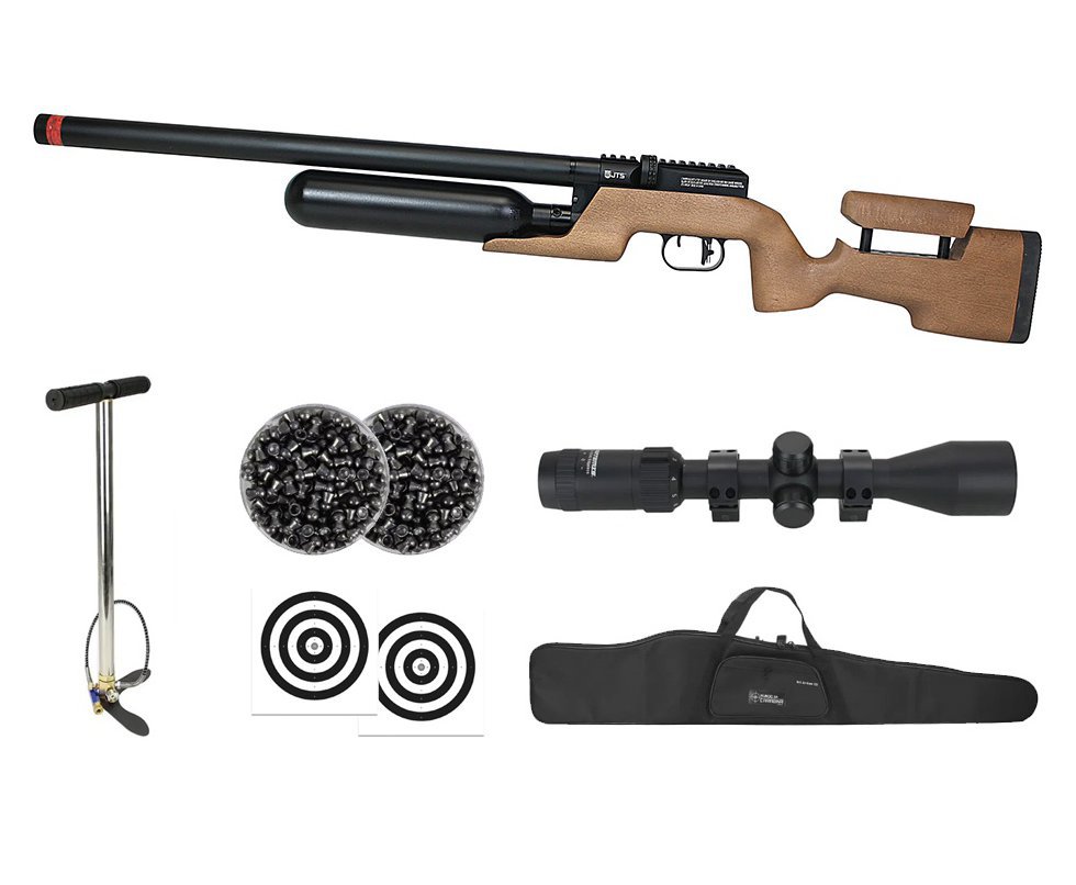 Carabina de Pressão PCP JTS Shawlawk 5.5mm - FXR + Bomba + Capa + Luneta 3-9x40 + Chumbos + Alvos
