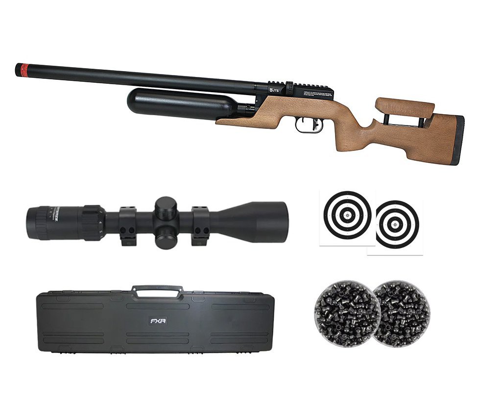 Carabina de Pressão PCP JTS Shawlawk 5.5mm - FXR + Case FXR + Luneta 3-9x40 + Chumbo + Alvos