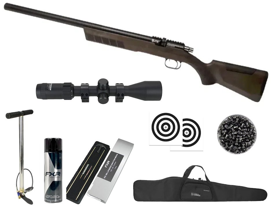 Carabina de Pressão PCP FXR Stealth Hawk 5.5mm - JTS Airguns + Bomba + Capa + Luneta 3-9x40 + Chumbos + Alvos + Kit de Limpeza + Desengripante / Anticorrosivo
