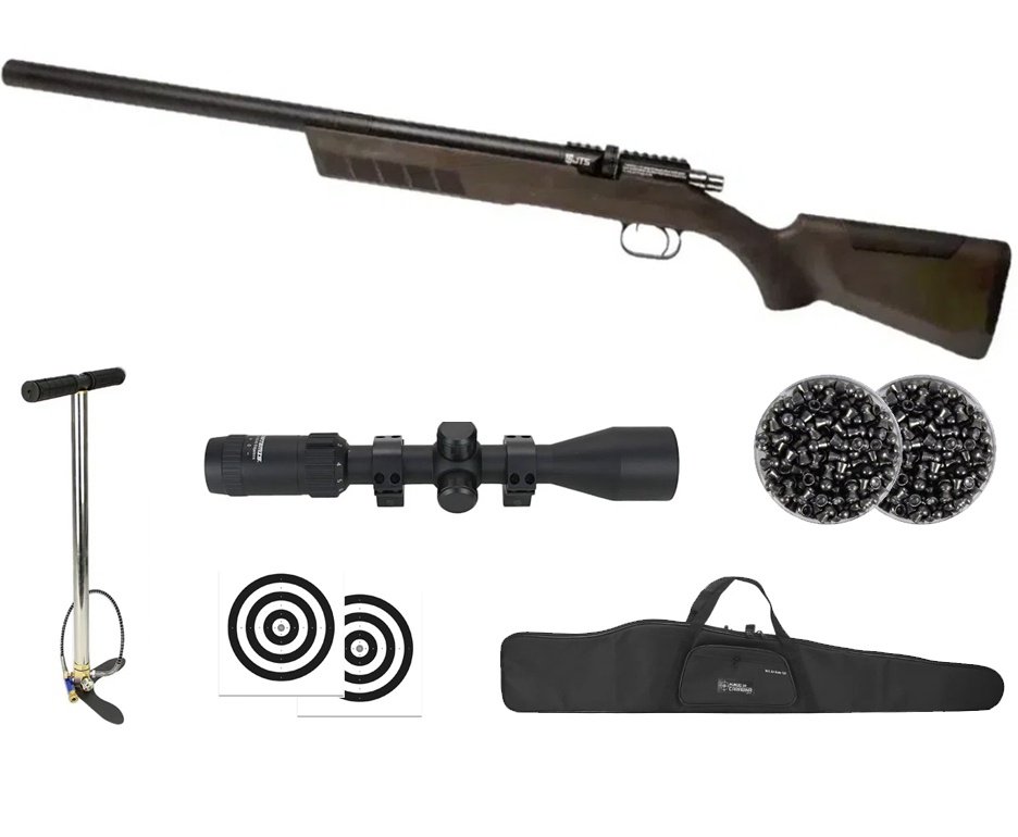 Carabina de Pressão PCP FXR Stealth Hawk 5.5mm - JTS Airguns + Bomba + Capa + Luneta 3-9x40 + Chumbos + Alvos