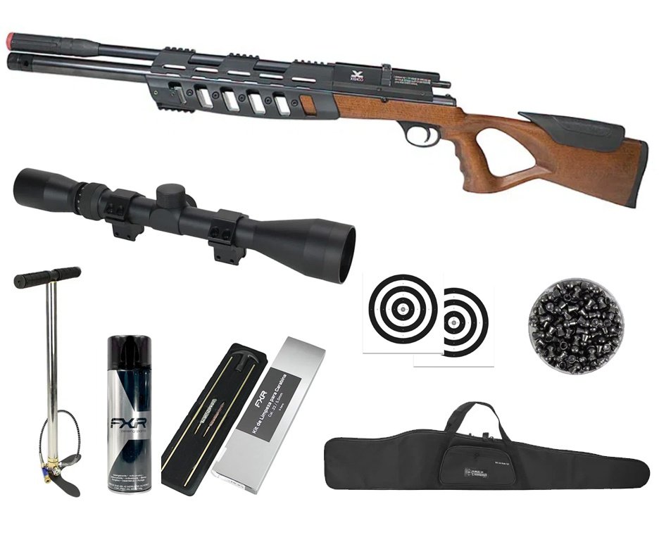 Carabina de Pressão PCP CBC Sentry Xisico 6.35mm + Bomba + Capa + Luneta 3-9x40 + Chumbos + Alvos + Kit de Limpeza + Desengripante / Anticorrosivo