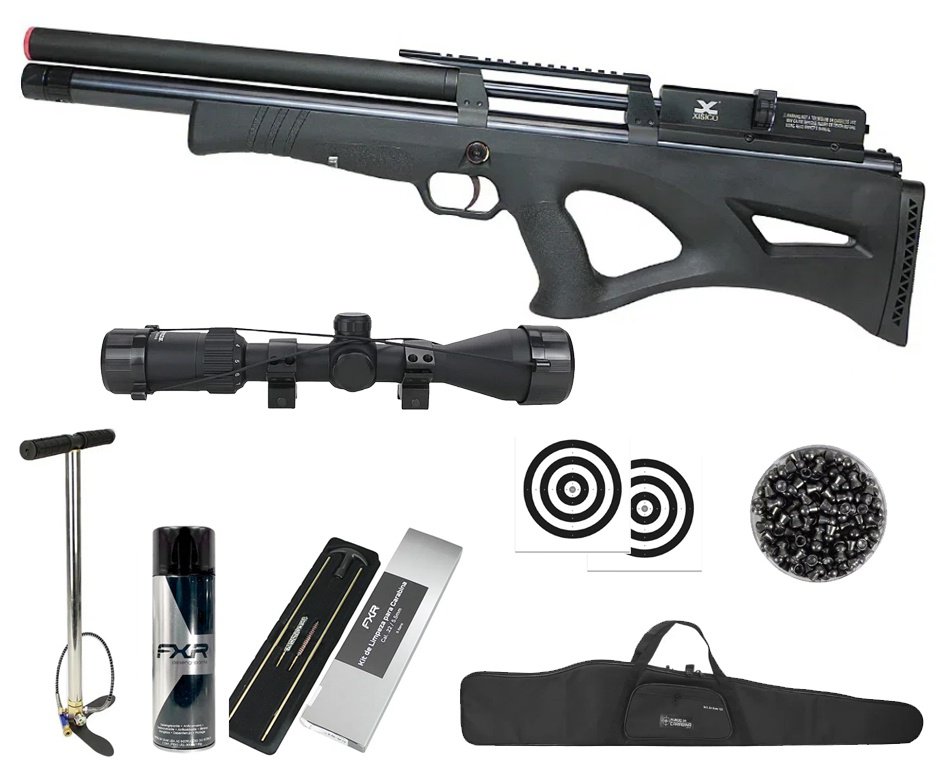 Carabina de Pressão PCP Xisico Shield Bullpup 6.35mm - FXR Arms + Bomba + Capa + Luneta 3-9x40 + Chumbos + Alvos