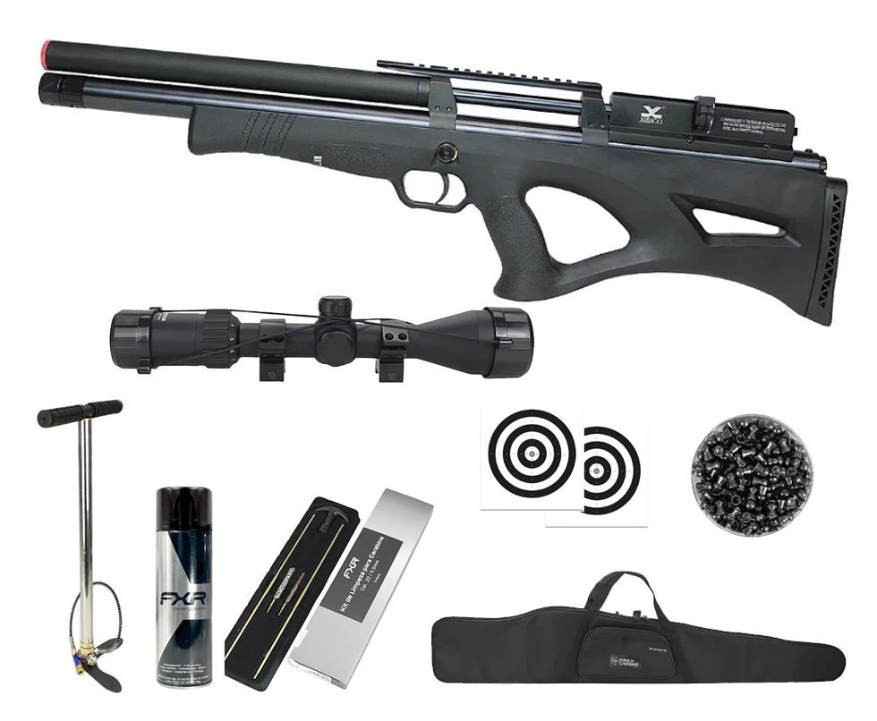 Carabina de Pressão PCP Xisico Shield Bullpup 6.35mm - FXR Arms + Bomba + Capa + Luneta 3-9x40 + Chumbos + Alvos