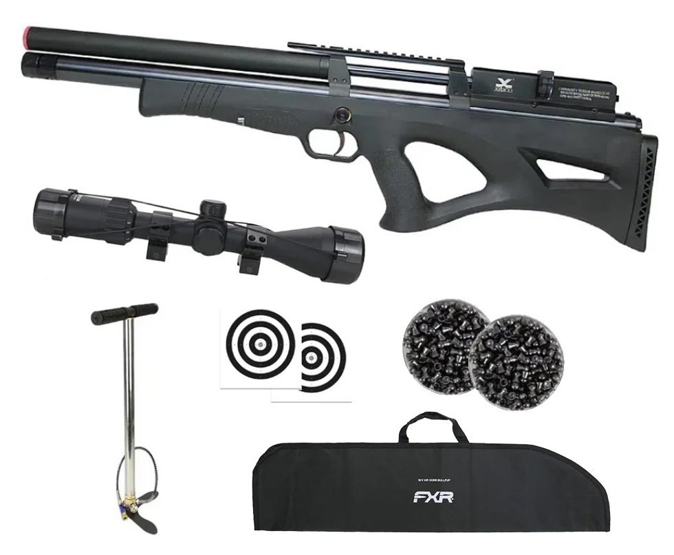Carabina de Pressão PCP Xisico Shield Bullpup 6.35mm - FXR Arms + Bomba + Capa + Luneta 3-9x40 + Chumbos + Alvos