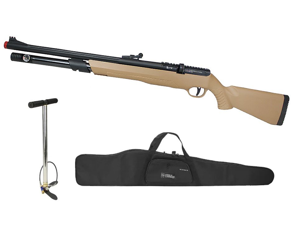 Carabina de Pressão PCP JTS AirStryke Tan 5.5mm - FXR Arms + Bomba + Capa
