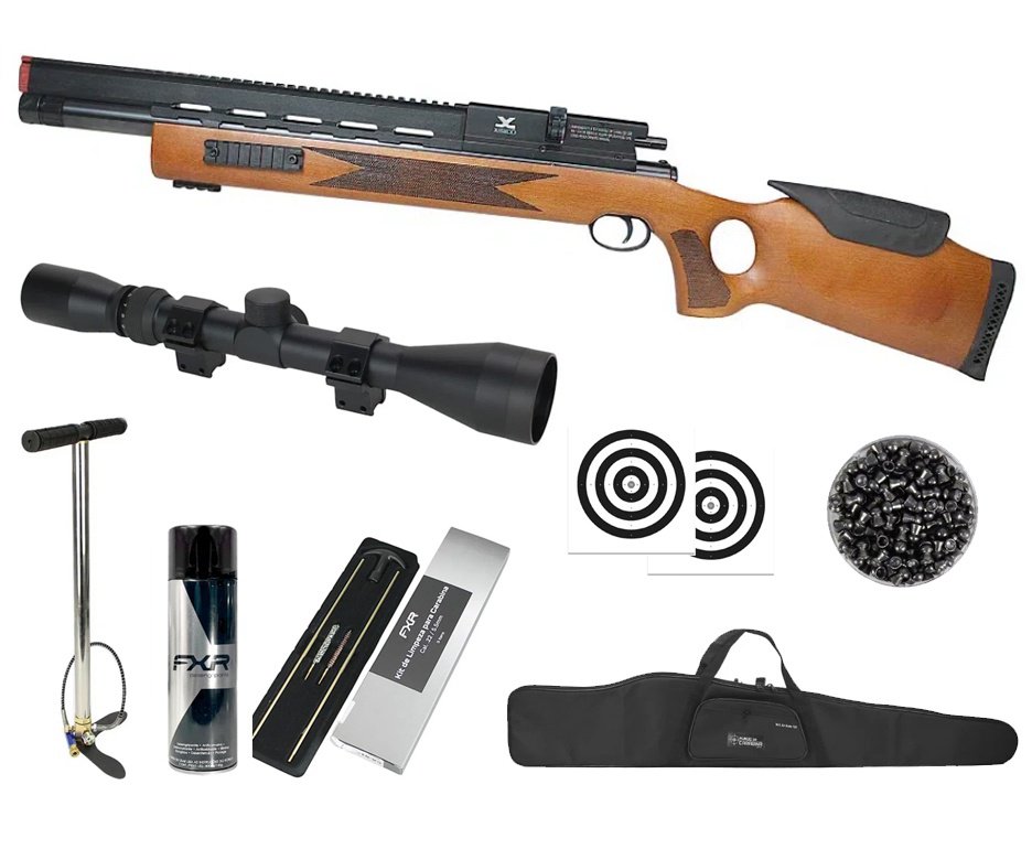 Carabina de Pressão PCP Guardian 5.5mm Xisico - FXR Arms + Bomba + Capa + Luneta 3-9x40 + Chumbos + Alvos + Kit de Limpeza + Desengripante / Anticorrosivo