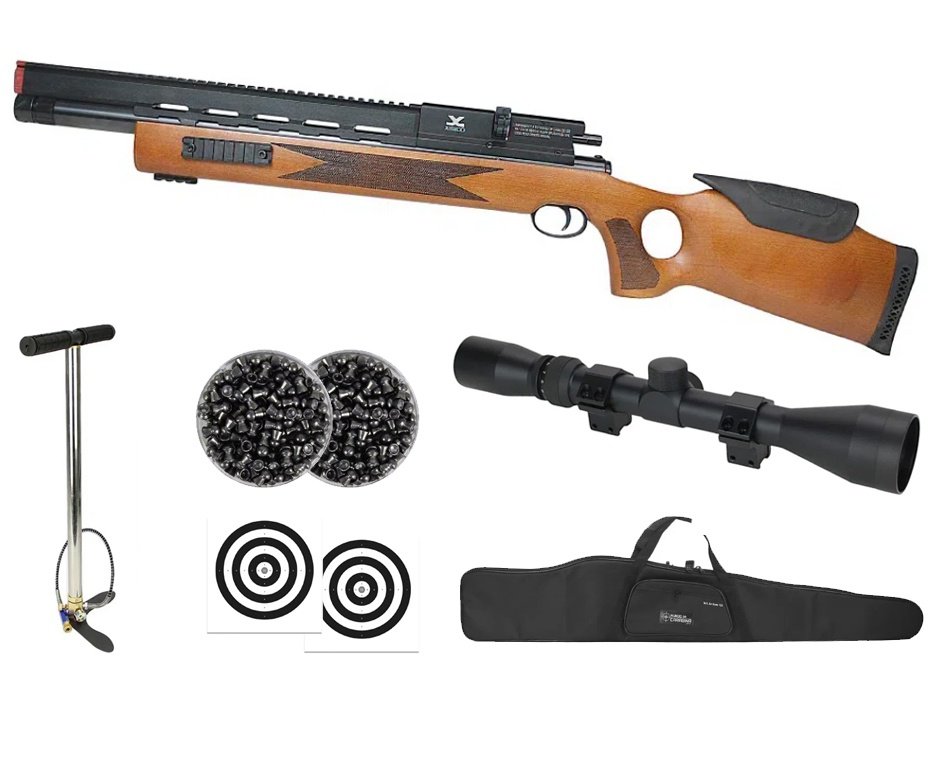 Carabina de Pressão PCP Guardian 5.5mm Xisico - FXR Arms + Bomba + Capa + Luneta 3-9x40 + Chumbos + Alvos