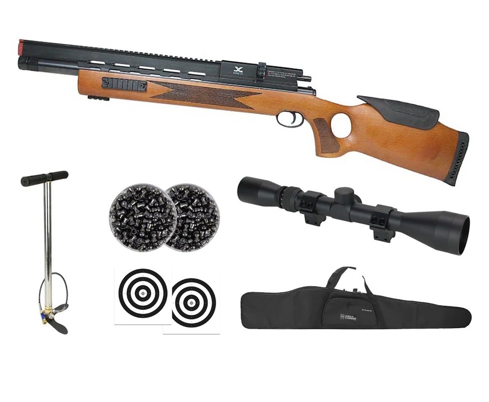 Carabina de Pressão PCP Guardian 5.5mm Xisico - FXR Arms + Bomba + Capa + Luneta 3-9x40 + Chumbos + Alvos