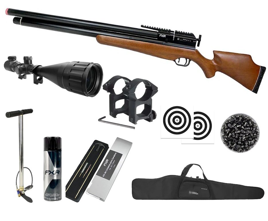 Carabina de Pressão PCP AEA Challenger Nova 5.5mm - FXR + Bomba + Capa + Luneta 6-24x50 + Chumbos + Alvos + Kit de Limpeza + Desengripante / Anticorrosivo
