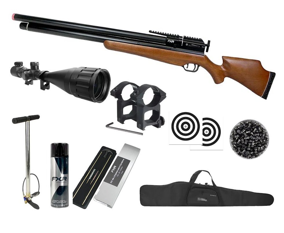 Carabina de Pressão PCP AEA Challenger Nova 5.5mm - FXR + Bomba + Capa + Luneta 6-24x50 + Chumbos + Alvos + Kit de Limpeza + Desengripante / Anticorrosivo