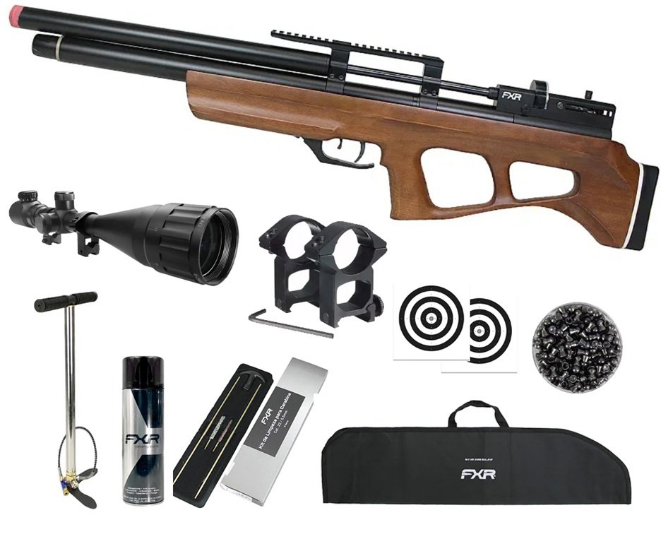 Carabina de Pressão PCP AEA Challenger Bullpup 5.5mm - FXR + Bomba + Capa + Luneta 6-24x50 + Chumbos + Alvos + Kit de Limpeza + Desengripante / Anticorrosivo