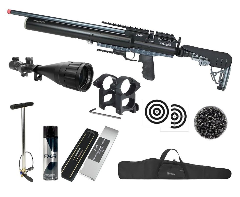 Carabina de Pressão PCP Challenger Pro 5,5mm - AEA Airguns + Bomba + Capa + Luneta 6-24x50 + Chumbos + Alvos + Kit de Limpeza + Desengripante / Anticorrosivo
