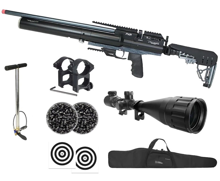 Carabina de Pressão PCP Challenger Pro 5,5mm - AEA Airguns + Bomba + Capa + Luneta 6-24x50 + Chumbos + Alvos