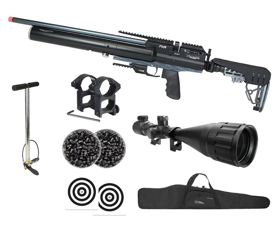 Carabina de Pressão PCP Challenger Pro 5,5mm - AEA Airguns + Bomba + Capa + Luneta 6-24x50 + Chumbos + Alvos