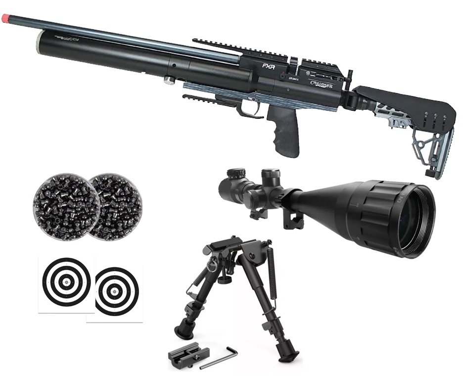 Carabina de Pressão PCP Challenger Pro 5,5mm - AEA Airguns + Luneta 6-24x50 + Chumbos + Alvos + Bipé Tático