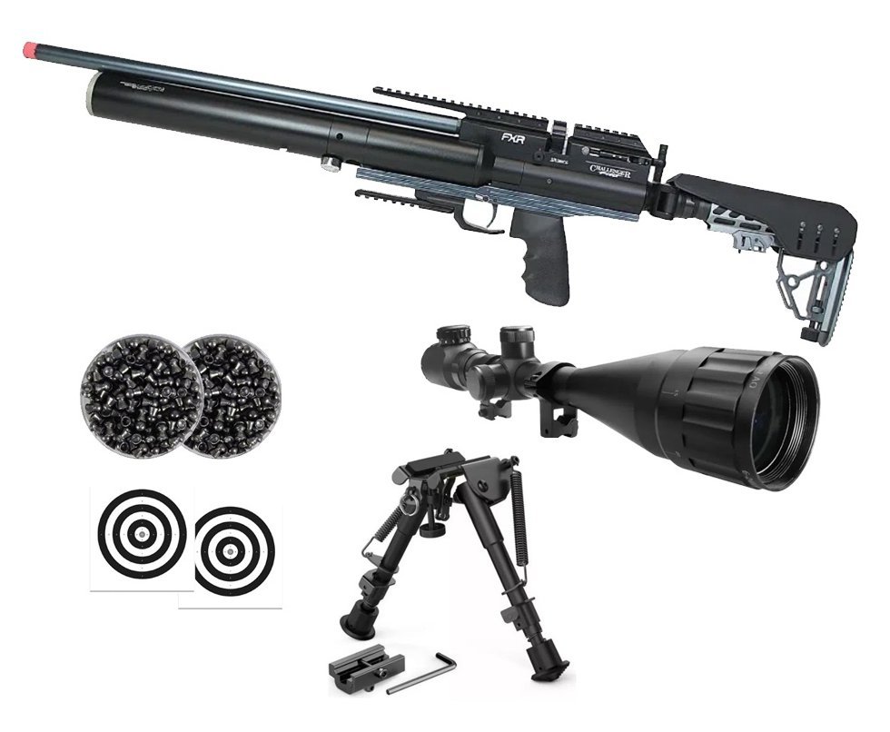 Carabina de Pressão PCP Challenger Pro 5,5mm - AEA Airguns + Luneta 6-24x50 + Chumbos + Alvos + Bipé Tático