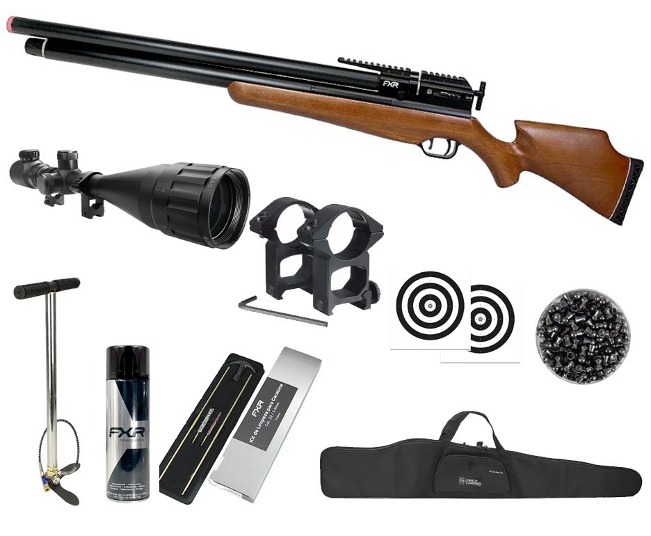 Carabina de Pressão PCP AEA Challenger Nova 6.35mm - FXR + Bomba + Capa + Luneta 6-24x50 + Chumbos + Alvos + Kit de Limpeza + Desengripante / Anticorrosivo