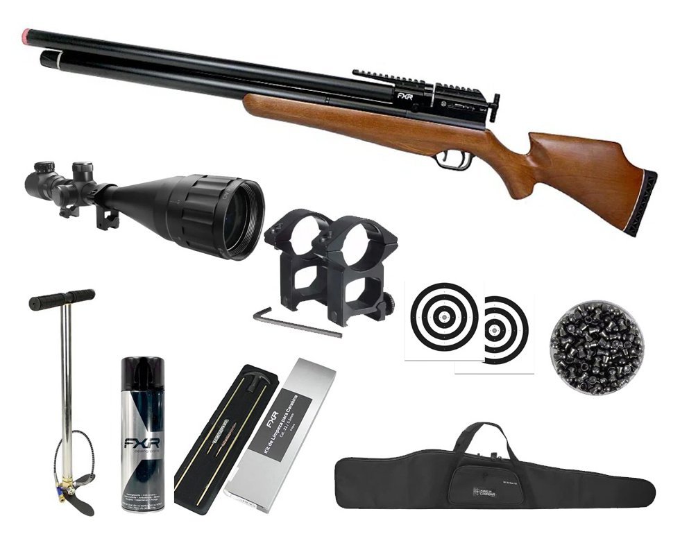 Carabina de Pressão PCP AEA Challenger Nova 6.35mm - FXR + Bomba + Capa + Luneta 6-24x50 + Chumbos + Alvos + Kit de Limpeza + Desengripante / Anticorrosivo