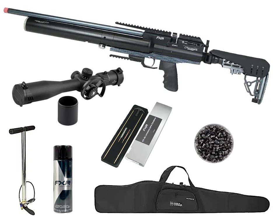 Carabina de Pressão PCP AEA Challenger Pro 6.35mm - FXR Arms + Bomba + Capa + Luneta 6-24x50 + Chumbos + Alvos + Kit de Limpeza + Desengripante / Anticorrosivo
