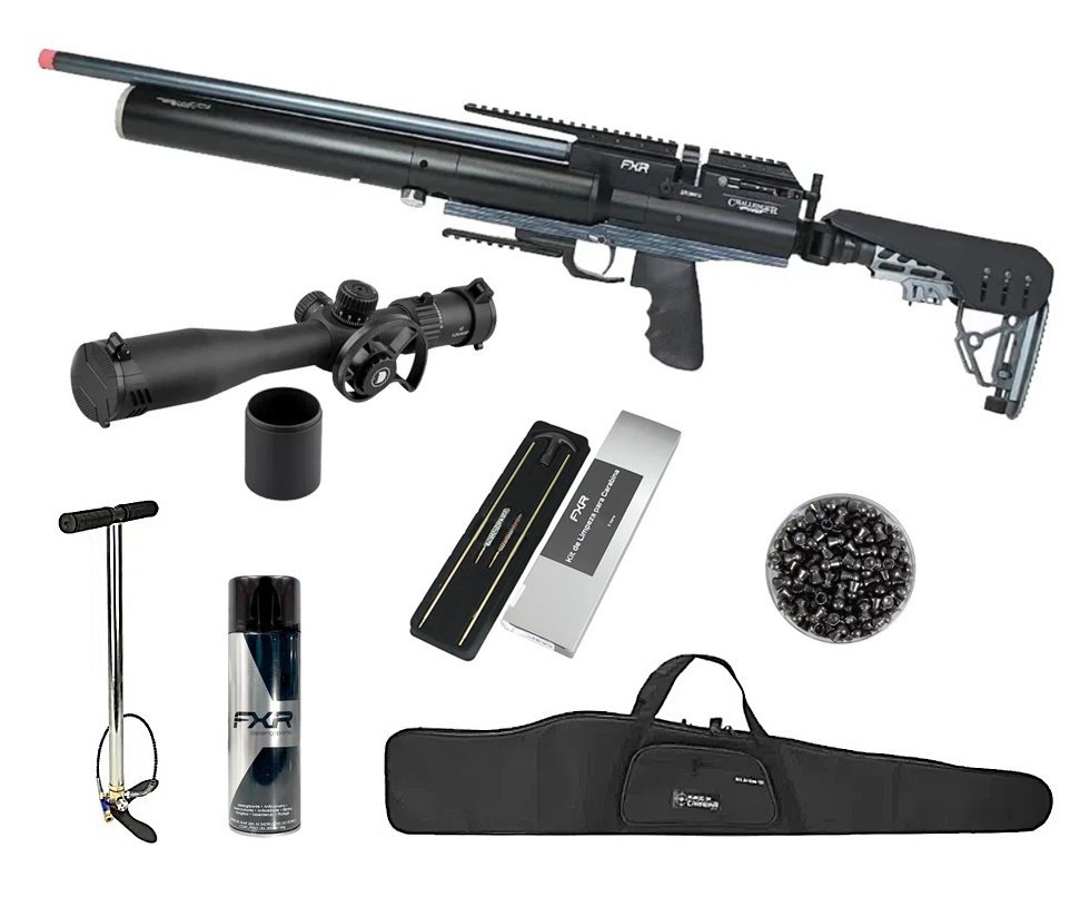 Carabina de Pressão PCP AEA Challenger Pro 6.35mm - FXR Arms + Bomba + Capa + Luneta 6-24x50 + Chumbos + Alvos + Kit de Limpeza + Desengripante / Anticorrosivo