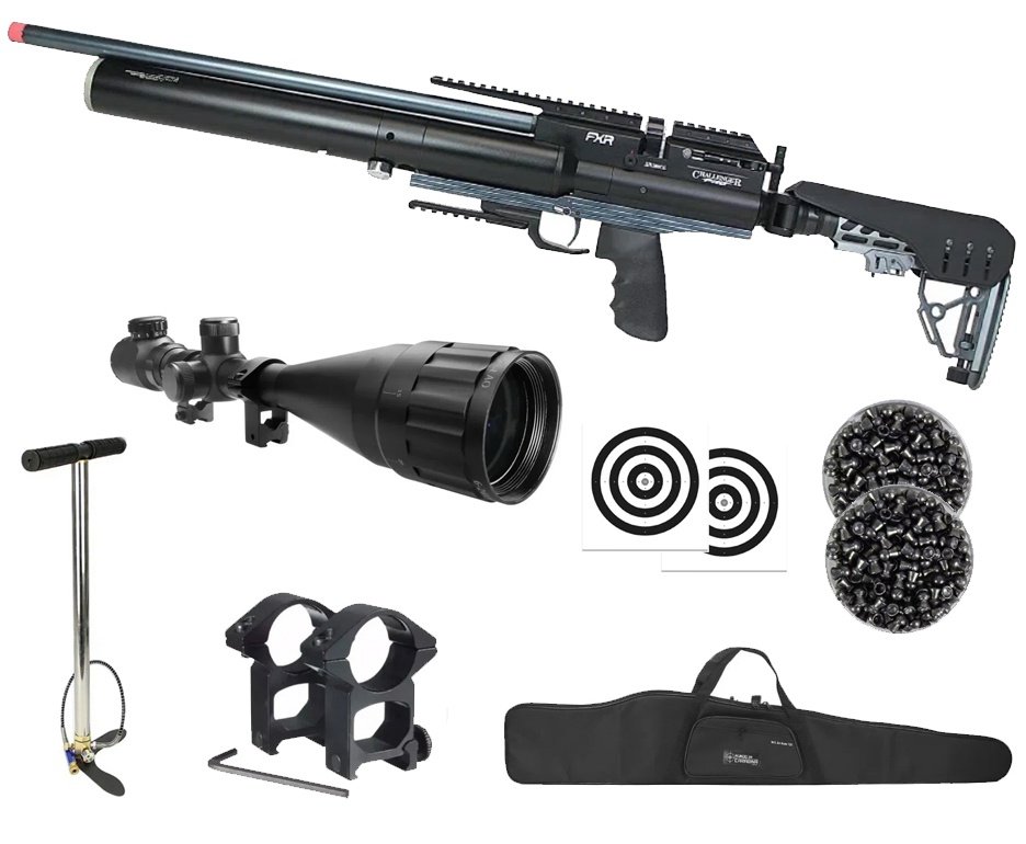 Carabina de Pressão PCP AEA Challenger Pro 6.35mm - FXR Arms + Bomba + Capa + Luneta 6-24x50 + Chumbos + Alvos