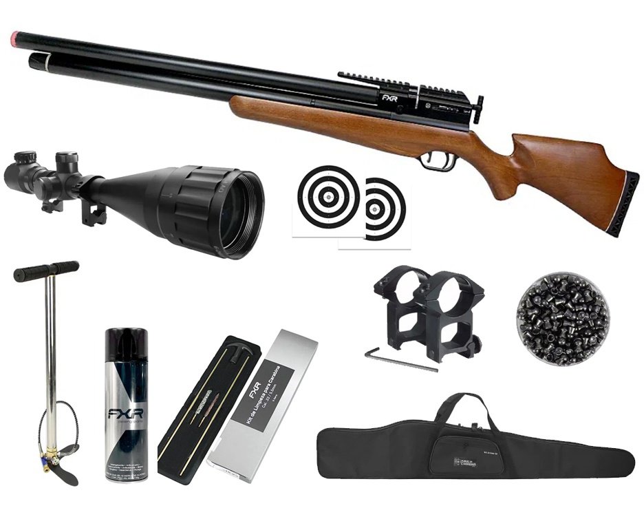 Carabina de Pressão PCP AEA Challenger Nova 7.62mm - FXR + Bomba + Capa + Luneta 6-24x50 + Chumbos + Alvos + Kit de Limpeza + Desengripante / Anticorrosivo