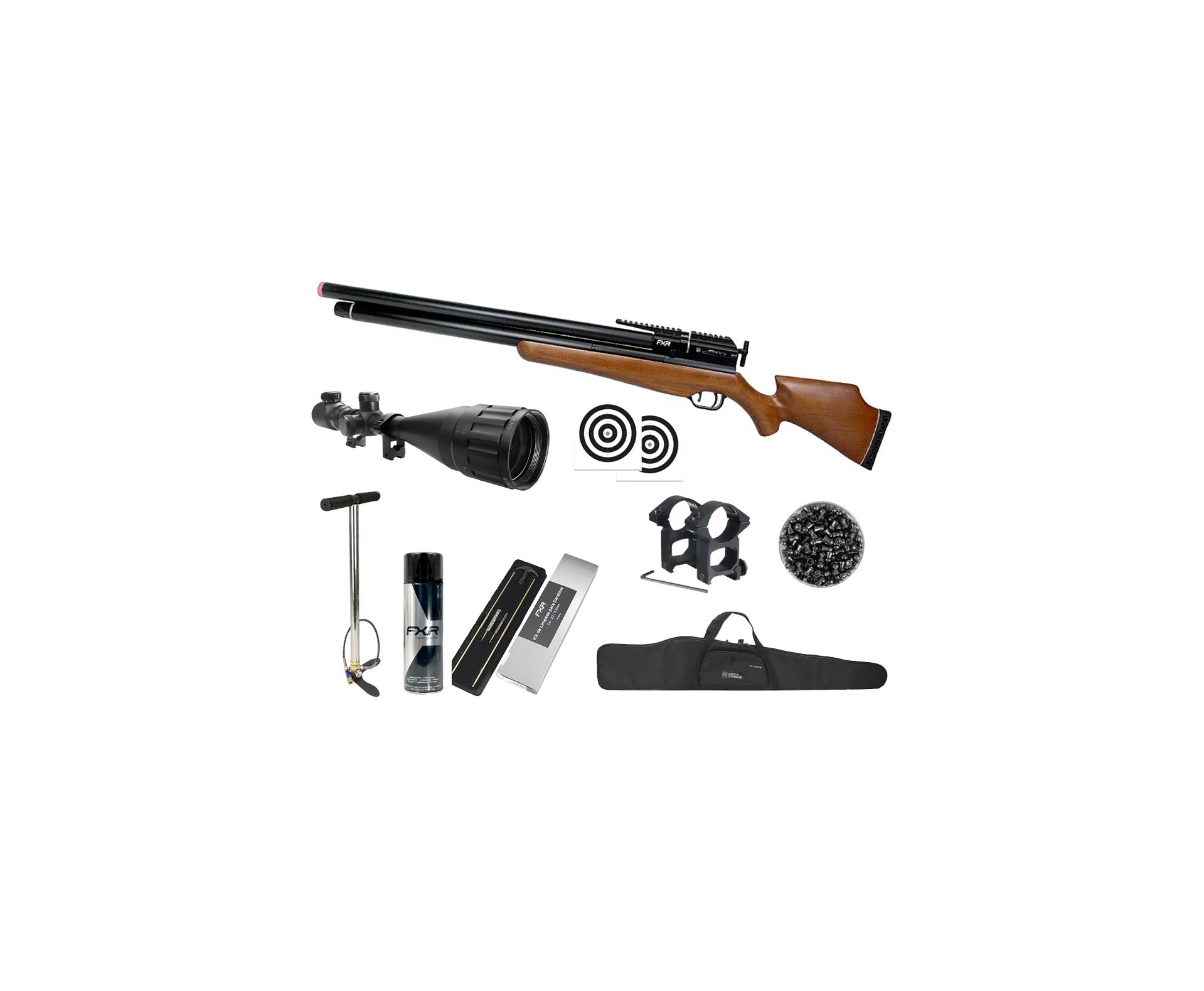 Carabina de Pressão PCP AEA Challenger Nova 7.62mm - FXR + Bomba + Capa + Luneta 6-24x50 + Chumbos + Alvos + Kit de Limpeza + Desengripante / Anticorrosivo