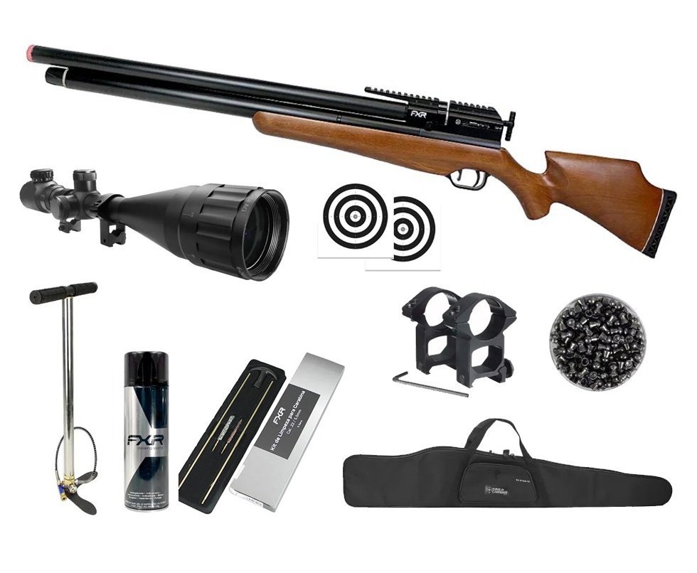 Carabina de Pressão PCP AEA Challenger Nova 7.62mm - FXR + Bomba + Capa + Luneta 6-24x50 + Chumbos + Alvos + Kit de Limpeza + Desengripante / Anticorrosivo