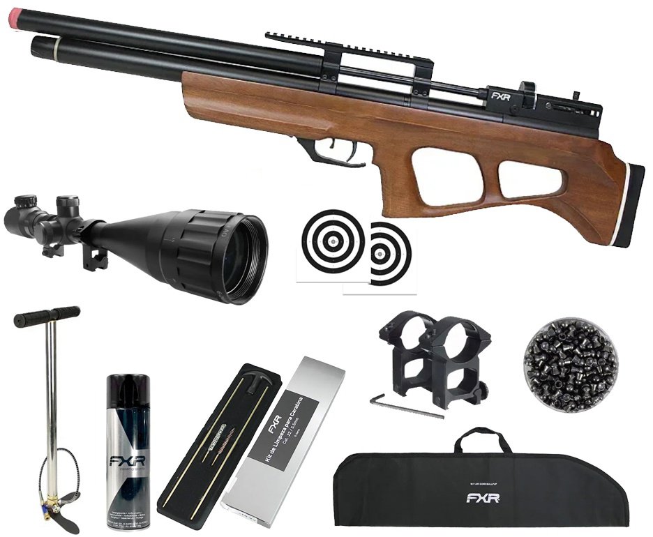 Carabina de Pressão PCP AEA Challenger Bullpup 7,62mm (.30) - FXR + Bomba + Capa + Luneta 6-24x50 + Chumbos + Alvos + Kit de Limpeza + Desengripante / Anticorrosivo