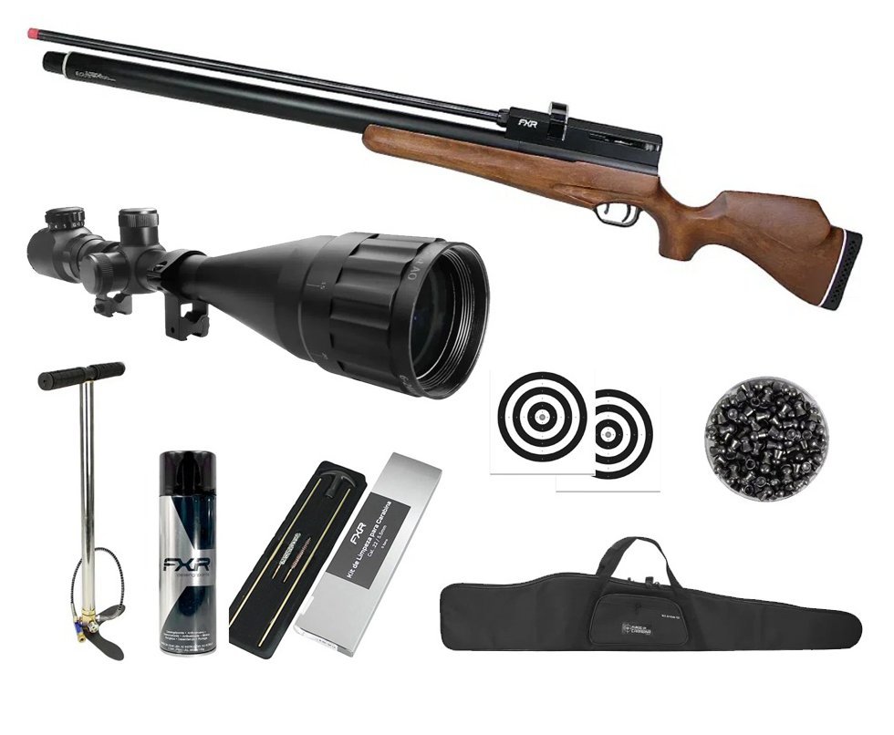 Carabina de Pressão PCP AEA Challenger Nova Big Bore 9mm - FXR + Bomba + Capa + Luneta 6-24x50 + Alvos + Kit de Limpeza + Desengripante / Anticorrosivo