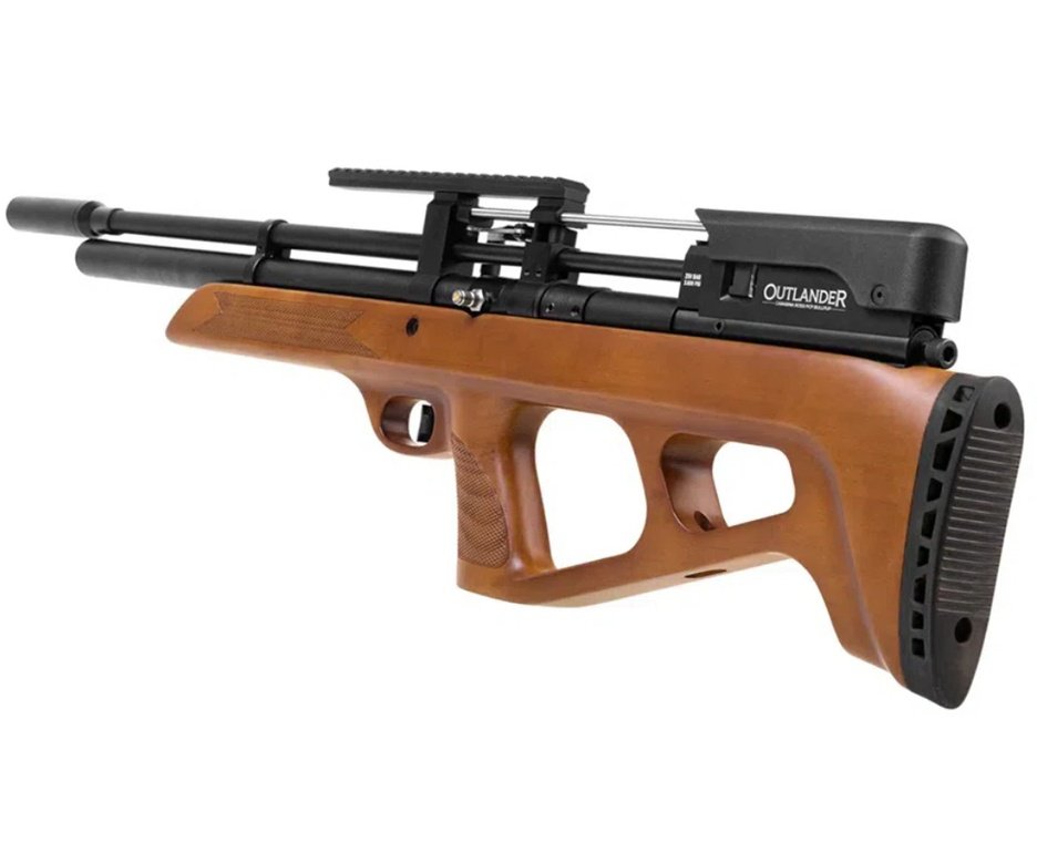 Carabina de Pressão PCP Rossi Outlander Bullpup VR Madeira 6.35mm + Bomba + Capa + Luneta 3-9x40 + Chumbos + Alvos + Kit de Limpeza + Desengripante / Anticorrosivo