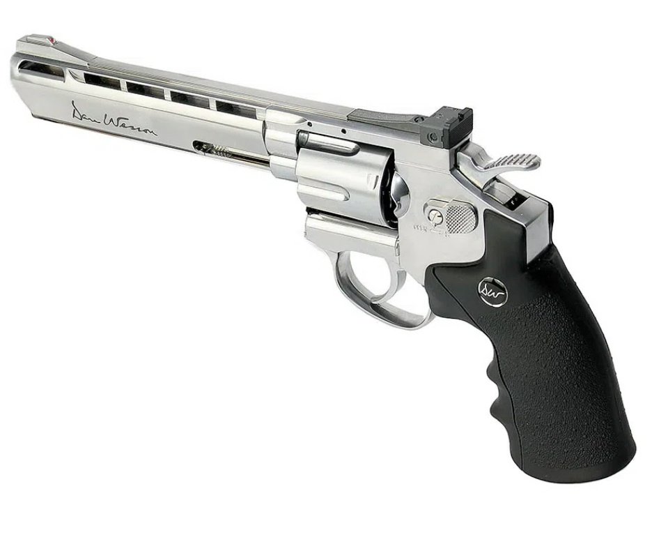 Revólver De Pressão Co2 Dan Wesson 6" Full Metal Inox 6 Tiros 4,5mm Asg + Case FXR + Co2 + BBS + Alvos