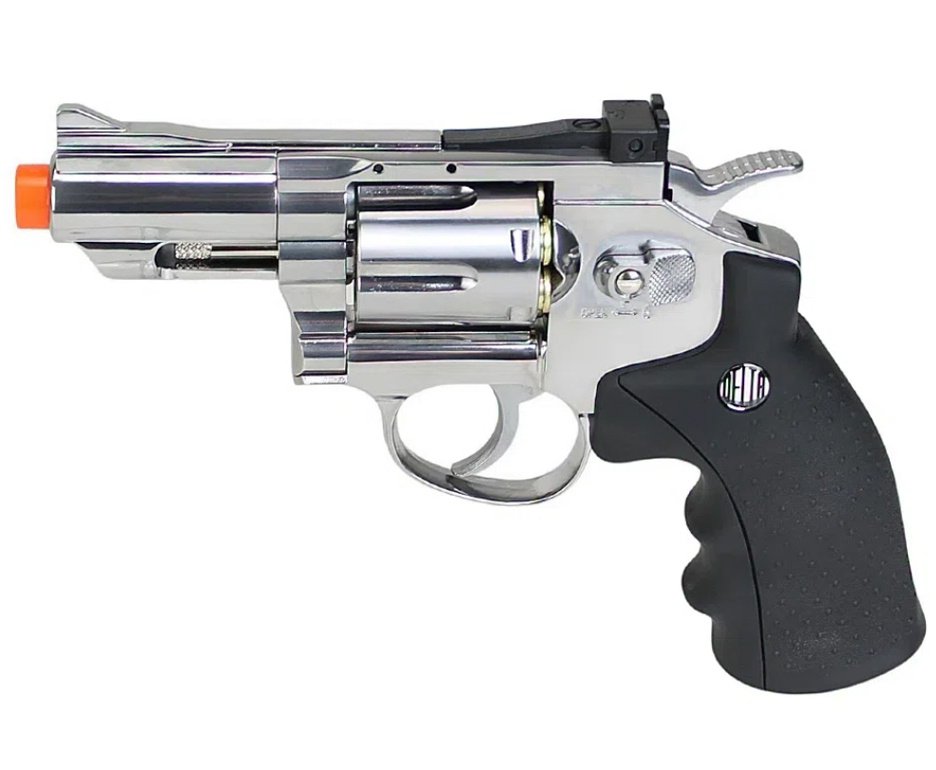Revólver De Pressão Co2 Full Metal Rossi Niquelado 708s 2,5" 4,5mm + Case FXR + Co2 + BBS + Alvos
