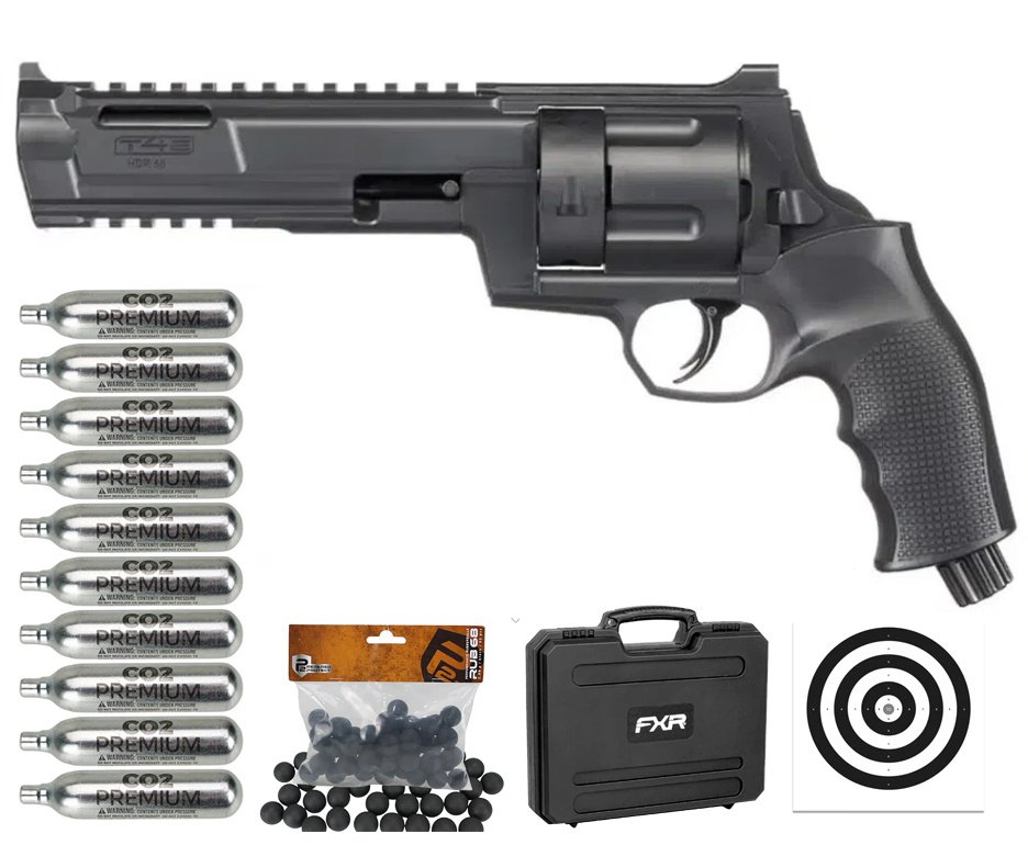 Revólver de Pressão CO2 HDR T4E TR .68 GEN2 LTL Home Defense - Umarex + Case FXR + Co2 + BBS + Alvos