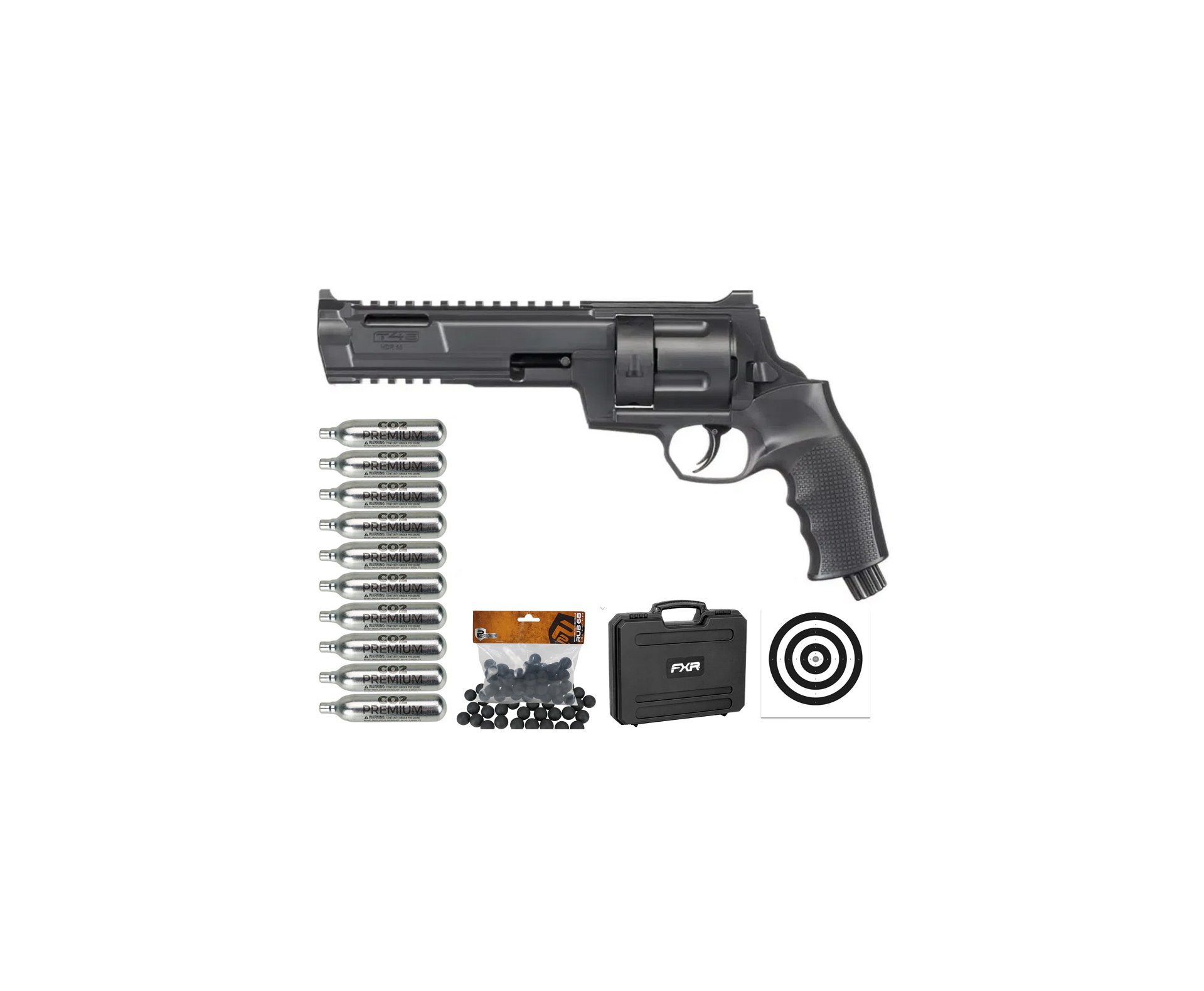 Revólver de Pressão CO2 HDR T4E TR .68 GEN2 LTL Home Defense - Umarex + Case FXR + Co2 + BBS + Alvos