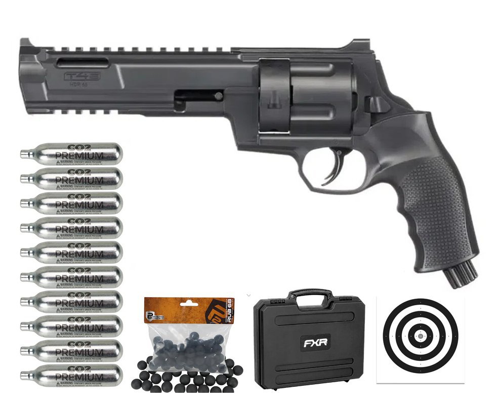 Revólver de Pressão CO2 HDR T4E TR .68 GEN2 LTL Home Defense - Umarex + Case FXR + Co2 + BBS + Alvos