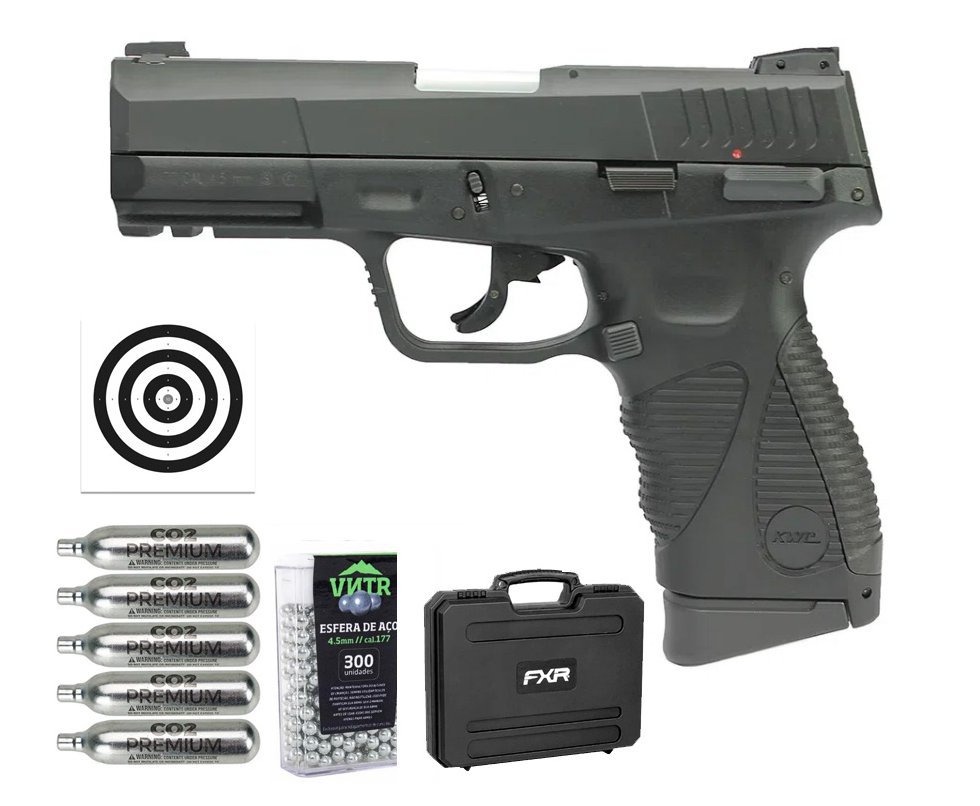 Pistola De Pressão Co2 24/7 G2 Blowback 4,5mm Kwc Rossi + Case FXR + Co2 + BBS + Alvos