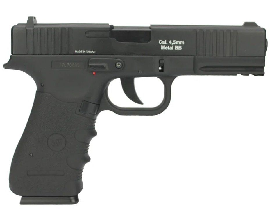 Pistola De Pressão Gas Co2 Wg Glock W119 Slide Metal Blowback 4,5mm + Case FXR + Co2 + BBS + Alvos
