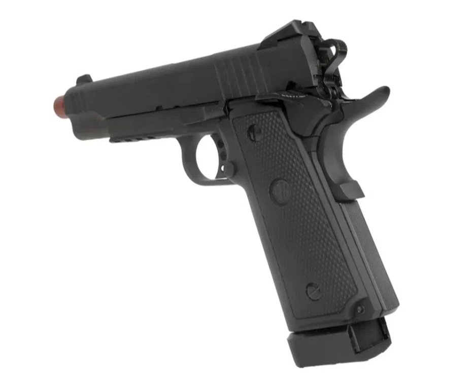 Pistola de Airsoft Gás GBB 1911 Hi-Capa Black OPS Full Metal 6mm - Rossi + Case FXR + GBB + BBS + Alvos
