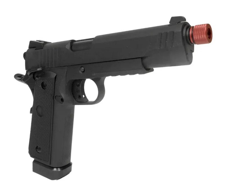 Pistola de Airsoft Gás GBB 1911 Hi-Capa Black OPS Full Metal 6mm - Rossi + Case FXR + GBB + BBS + Alvos