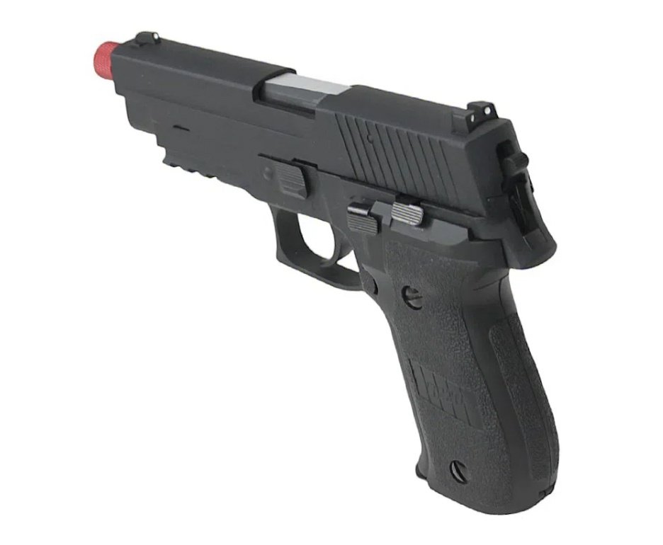 Pistola de Airsoft Gás GBB P226 Blowback 6mm - Rossi + Case FXR + GBB + BBS + Alvos
