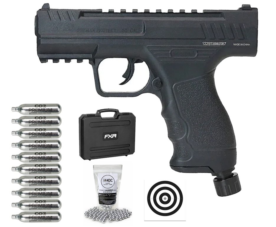Pistola de Pressão CO2 Beeman BP50 .50 HDP LTL- Rossi + Case FXR + Co2 + BBS + Alvos