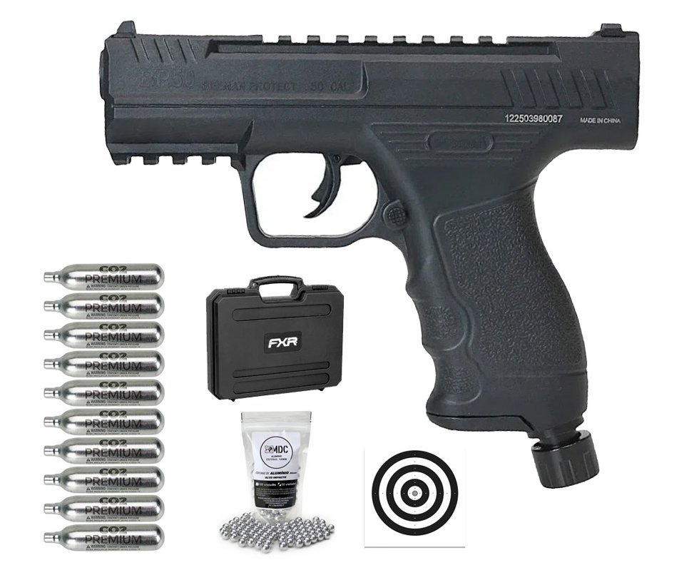 Pistola de Pressão CO2 Beeman BP50 .50 HDP LTL- Rossi + Case FXR + Co2 + BBS + Alvos