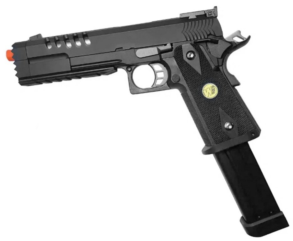 Pistola de Pressão Airgun CO2 1911 Hi-Capa-5.2-K  WE 45-H012 Blowback 4.5mm  - WE/FXR + Co2 + BBS + Case + Alvos