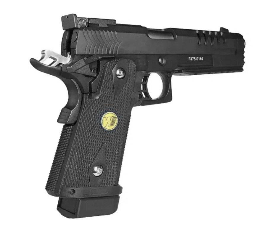 Pistola de Pressão Airgun CO2 1911 Hi-Capa-5.2-K  WE 45-H012 Blowback 4.5mm  - WE/FXR + Co2 + BBS + Case + Alvos