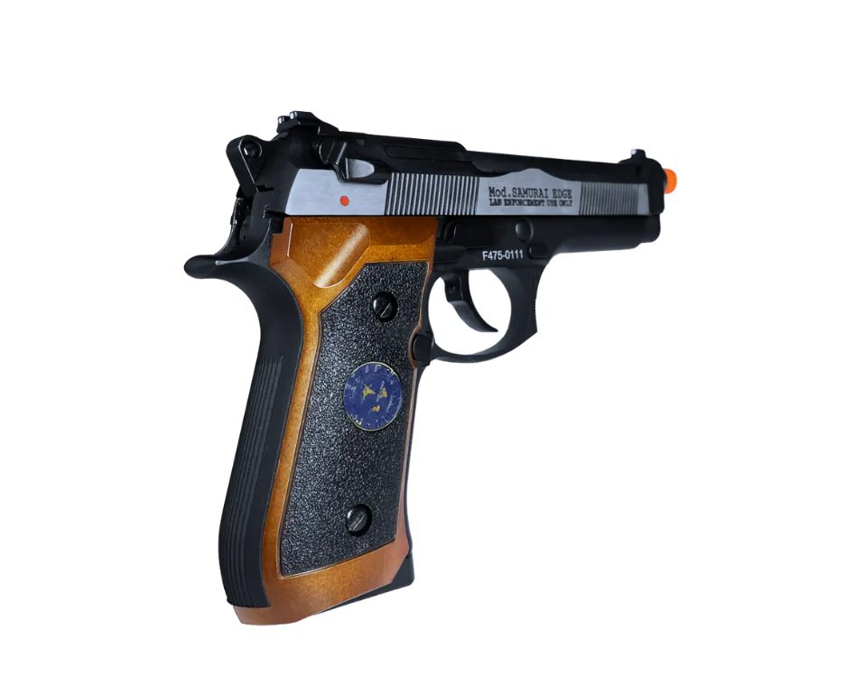 Pistola de Airsoft GBB WE M92SPS-2T Samurai Edge Biohazard 6mm - WE/FXR + GBB + BBS + Case + Alvos + Desengripante / Anticorrosivo + Kamuff