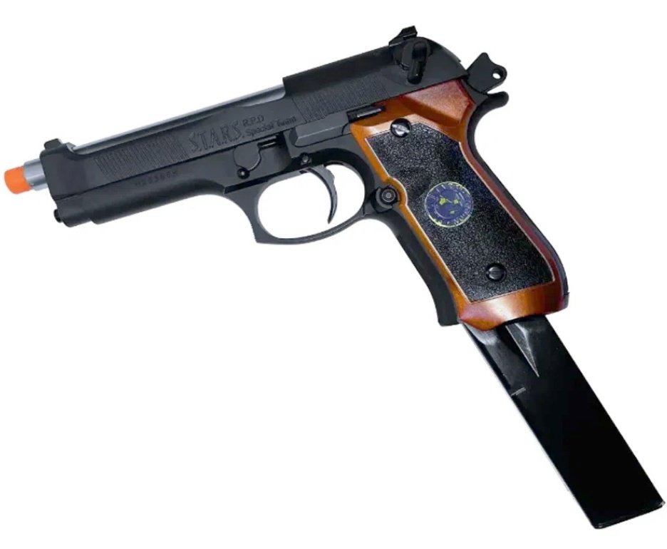 Pistola de Airsoft GBB WE M92SPS-2T Samurai Edge Biohazard 6mm - WE/FXR + GBB + BBS + Case + Alvos + Desengripante / Anticorrosivo + Kamuff
