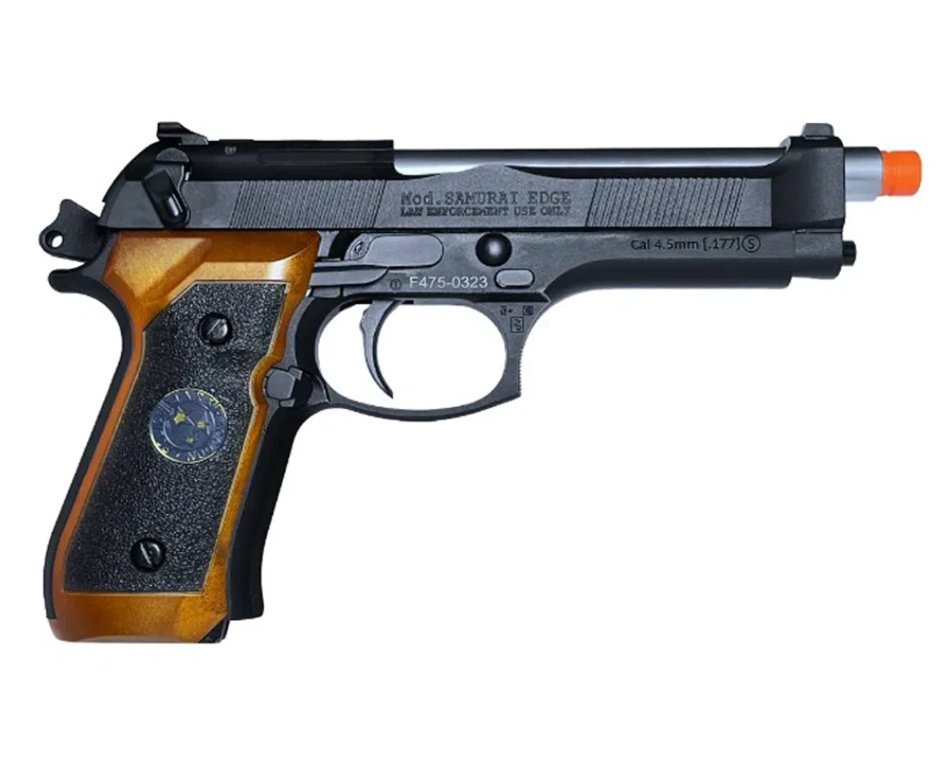 Pistola de Airsoft GBB WE M92SPS-2T Samurai Edge Biohazard 6mm - WE/FXR + GBB + BBS + Case + Alvos + Desengripante / Anticorrosivo + Kamuff