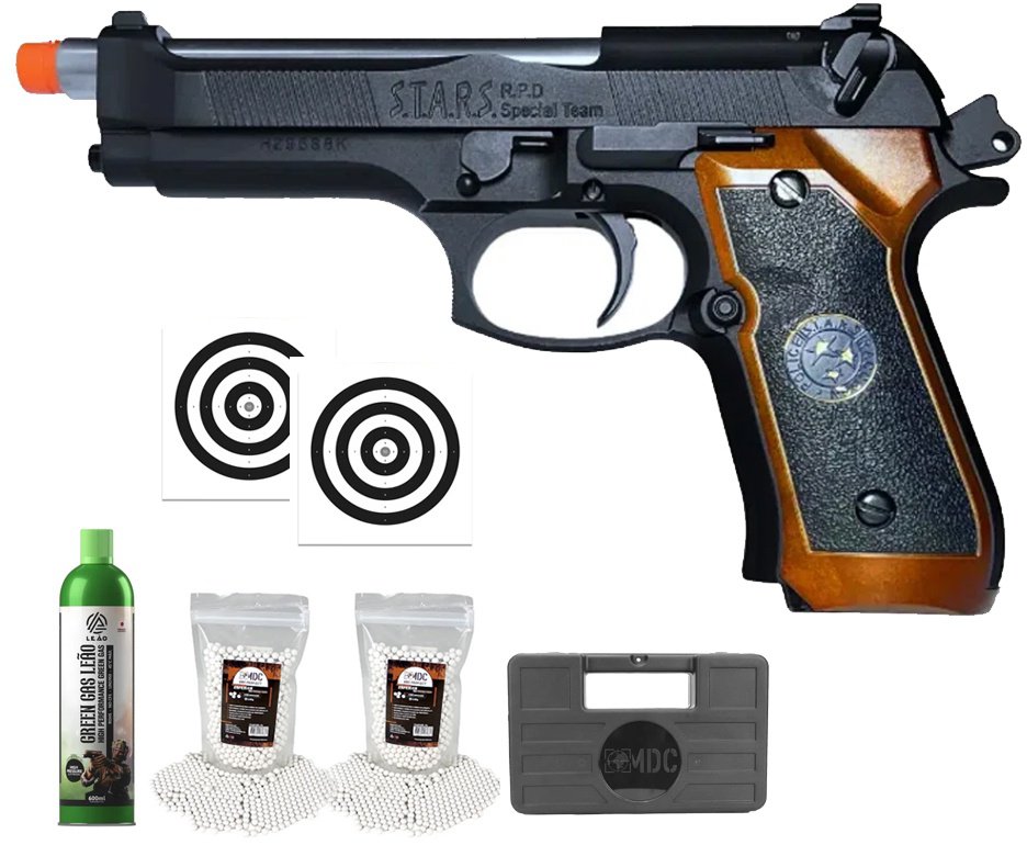 Pistola de Airsoft GBB WE M92SPS-2T Samurai Edge Biohazard 6mm - WE/FXR + GBB + BBS + Case + Alvos