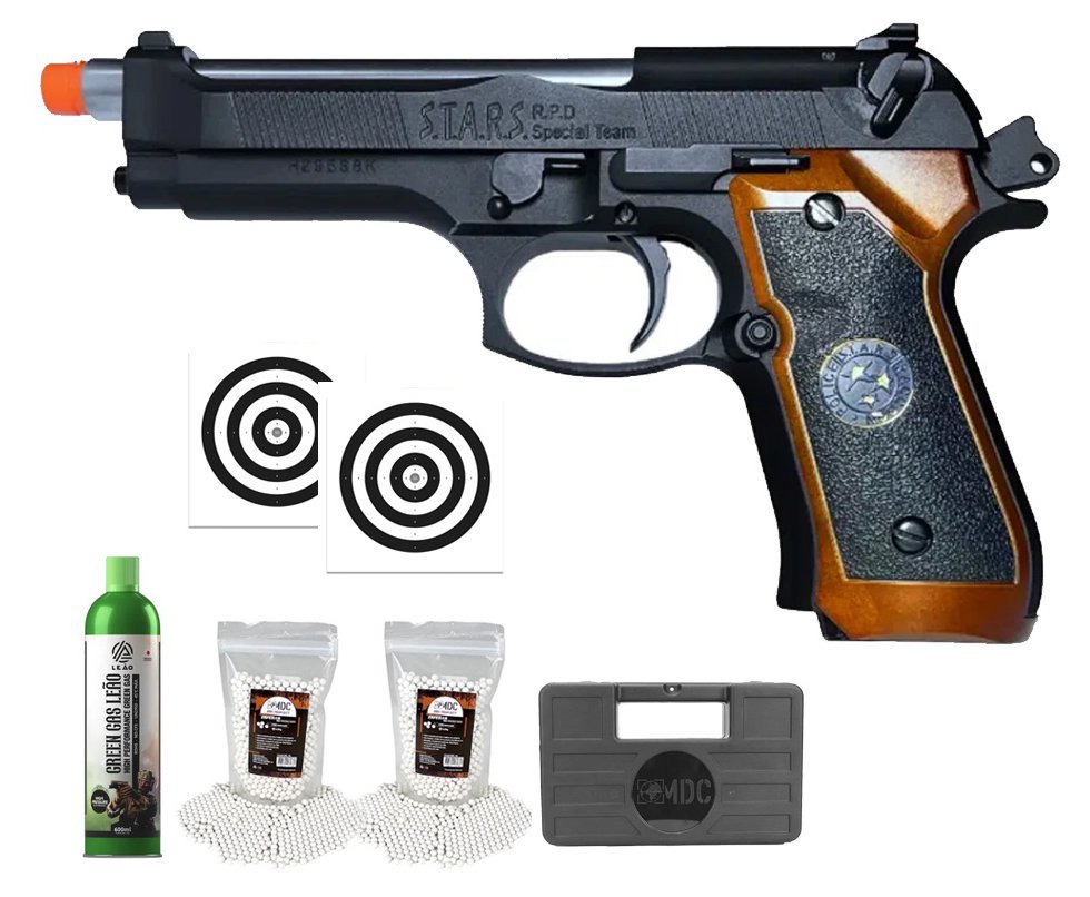 Pistola de Airsoft GBB WE M92SPS-2T Samurai Edge Biohazard 6mm - WE/FXR + GBB + BBS + Case + Alvos